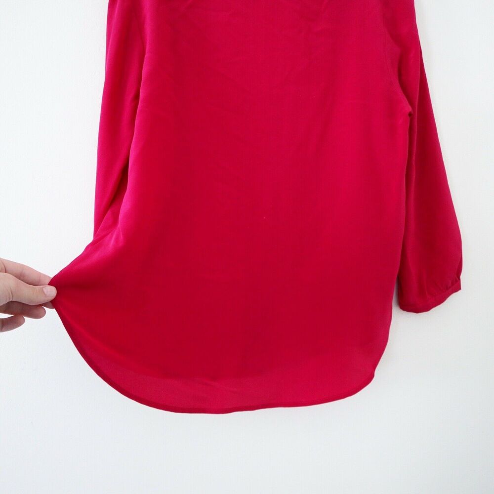 Amour Vert Silk Fuchsia V Neck Blouse - Picture 8 of 9
